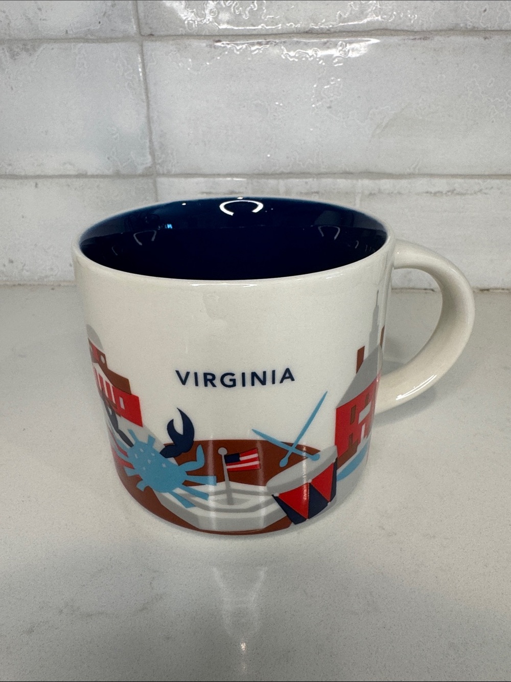 Starbucks Virginia Ceramic Mug - White & Navy